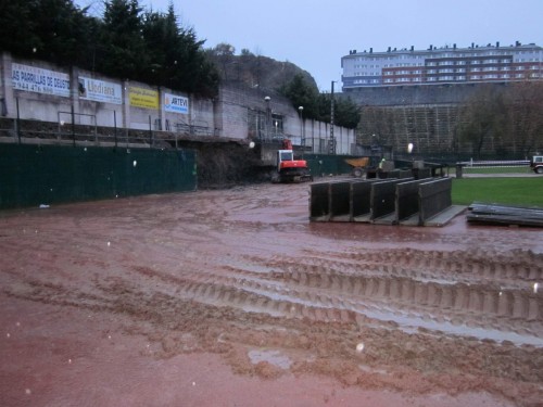 Estado de las obras del polideportivo El Fango en Bilbao